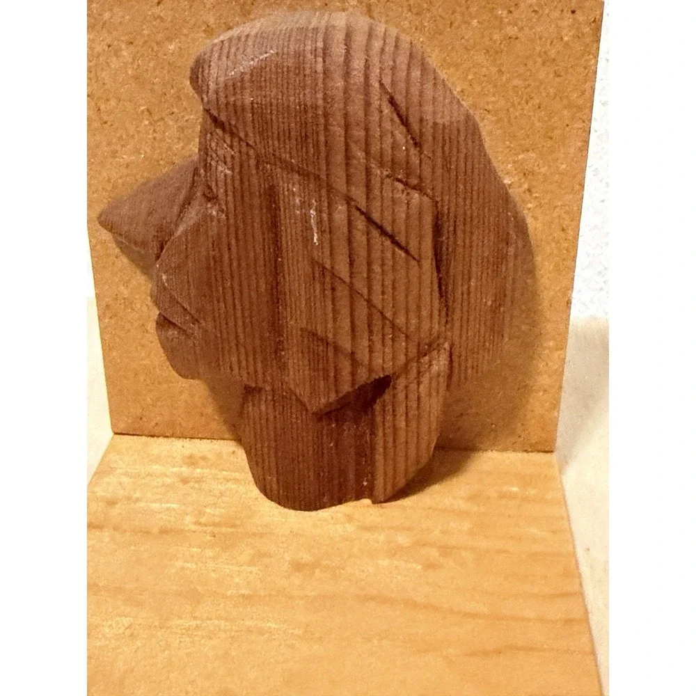 Hand carved Wood Bookshelf Stopper Head